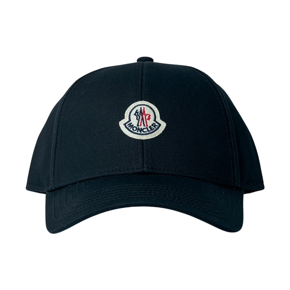 Moncler Katoenen Twill Logo Baseballpet Black Heren