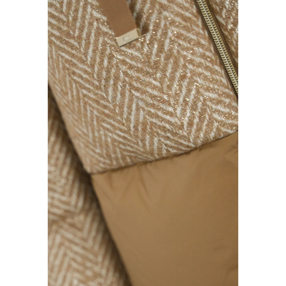 Herno Kameel Dubbel Materiaal Jas Rits Sluiting Brown Dames