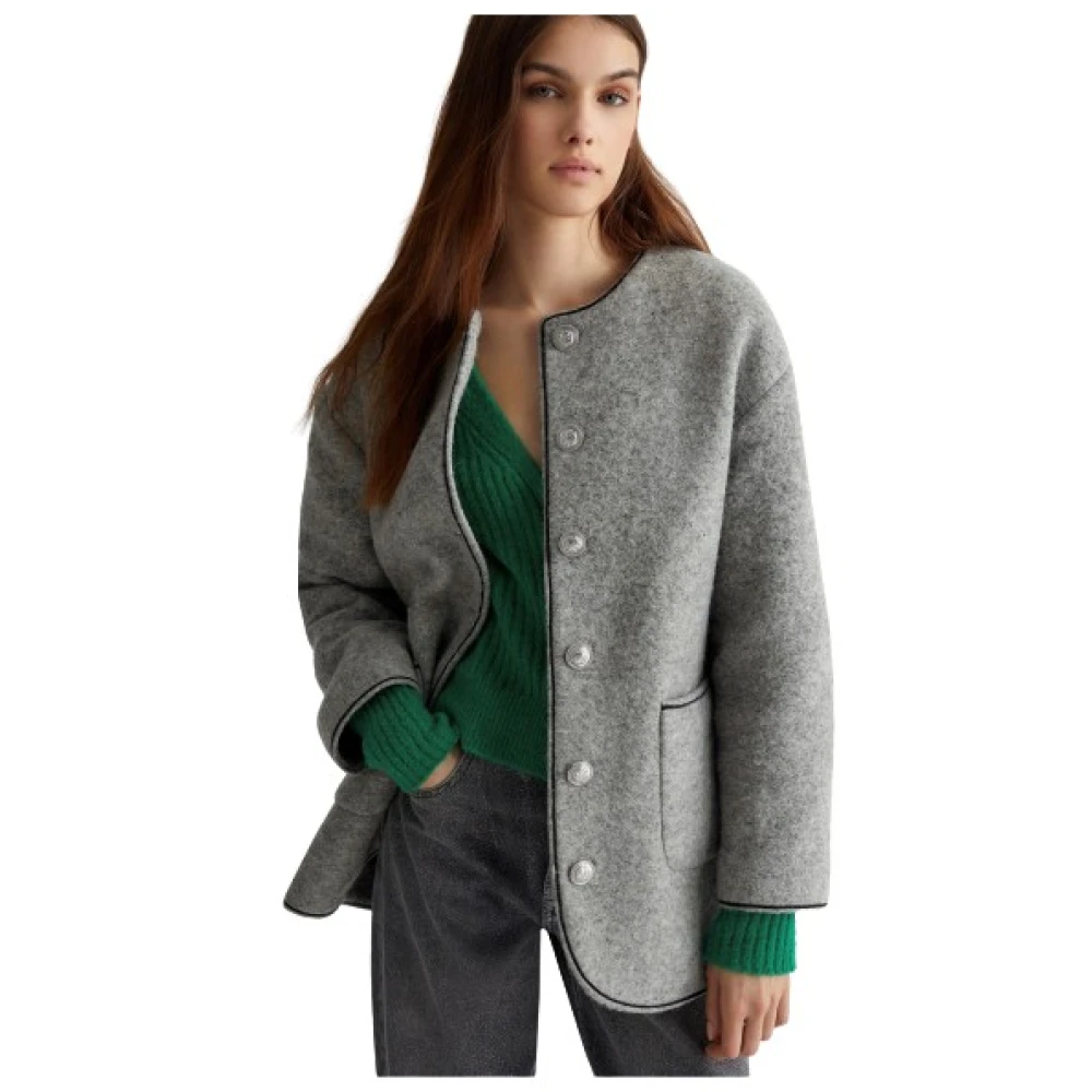 Liu Jo Wollen Blend Casual Blazer Gray Dames