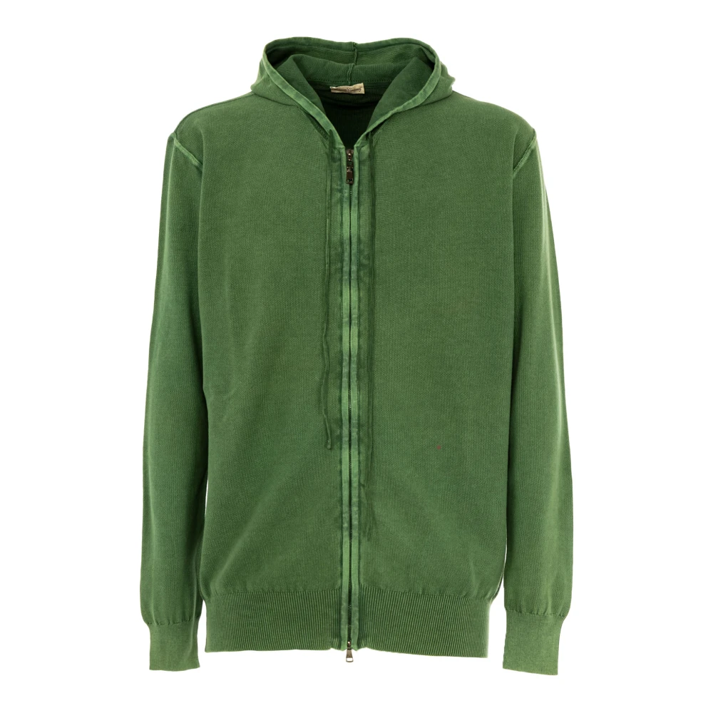 Cashmere Company Heren hoodie met rits Green Heren
