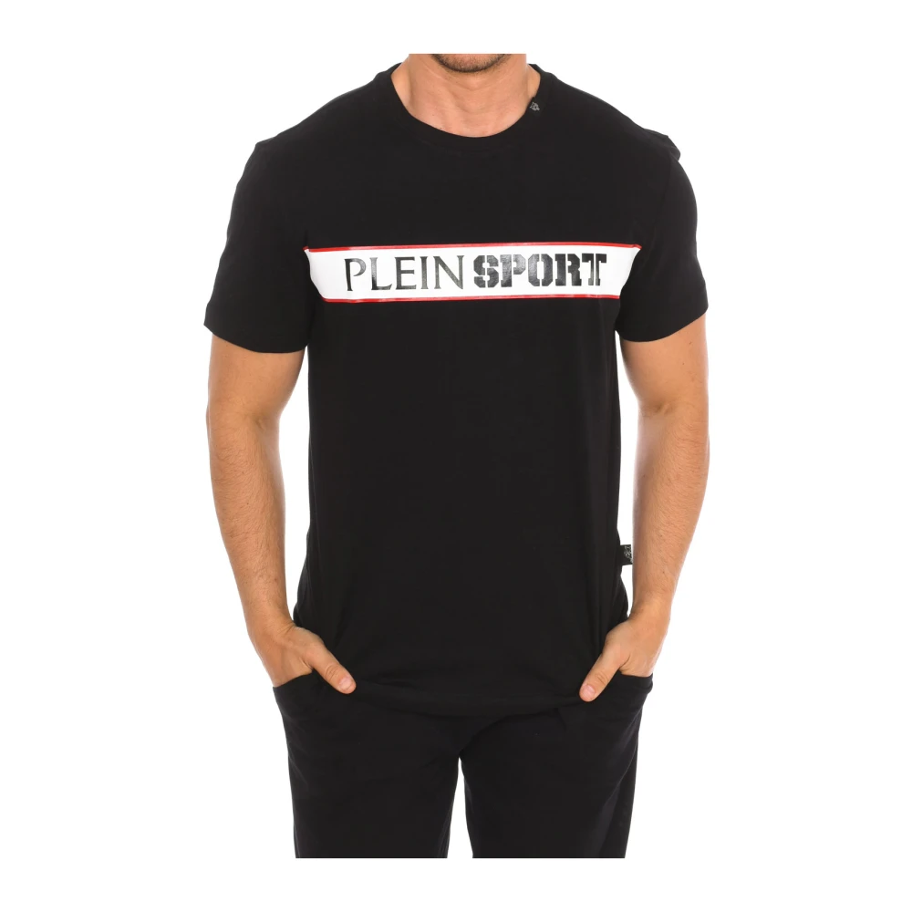 Plein Sport Katoenen T-shirt Korte Mouwen Monochroom Logo Black Heren