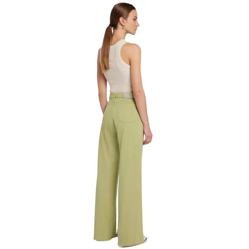 7 For All Mankind Wijde Broek Zomerse Stijl Green Dames