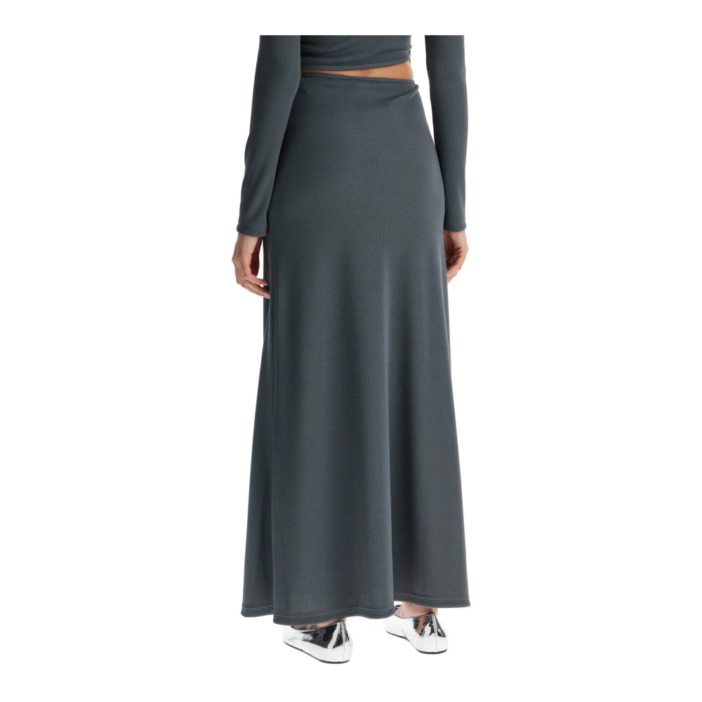 Christopher Esber Geribbelde Maxi Rok met Metalen Detail Gray Dames
