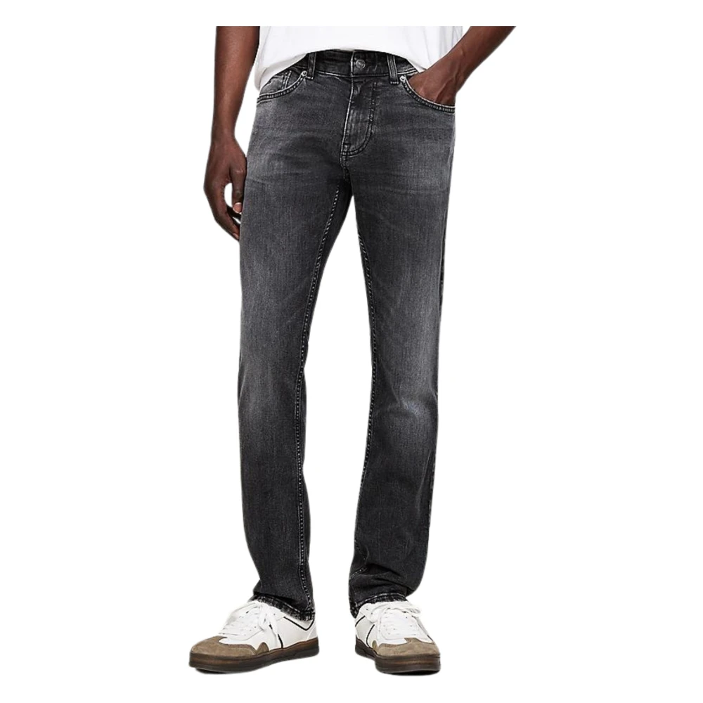 Tommy Hilfiger Grijze Slim Fit Jeans met Distressed Look Gray Heren