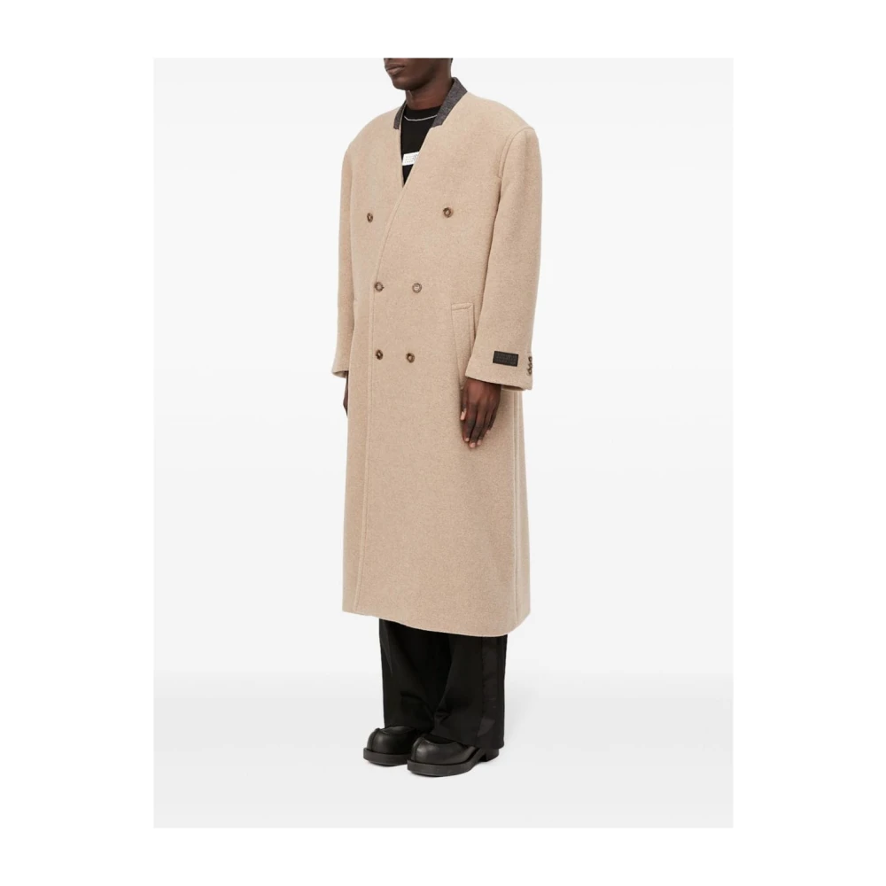 MM6 Maison Margiela Beige Oversize Double-Breasted Jas Beige Heren