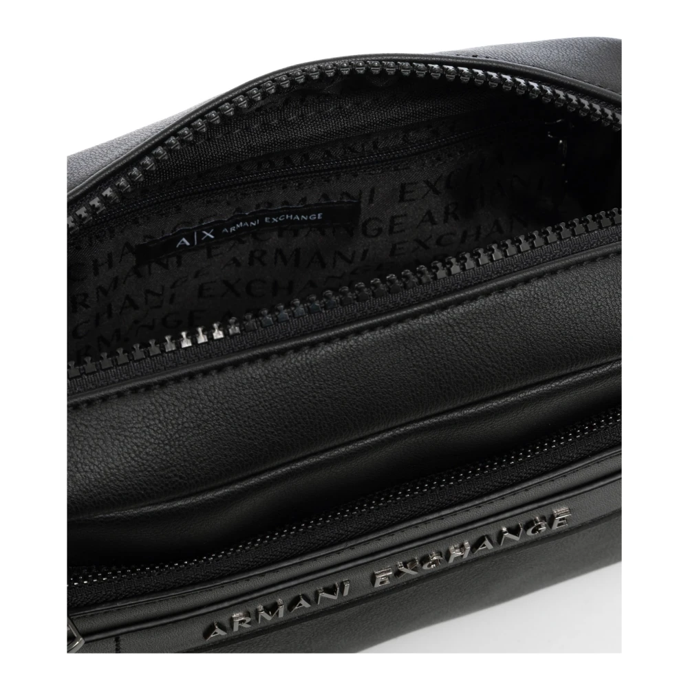 Armani Exchange Eenvoudige Toilettas met Ritssluiting Black Heren