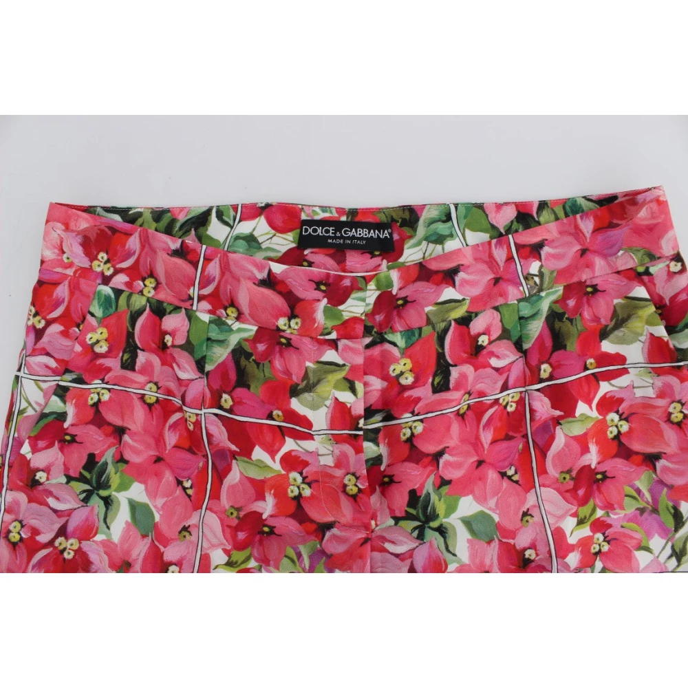 Dolce & Gabbana Luxe Bloemen Zijden Capri Broek Multicolor Dames