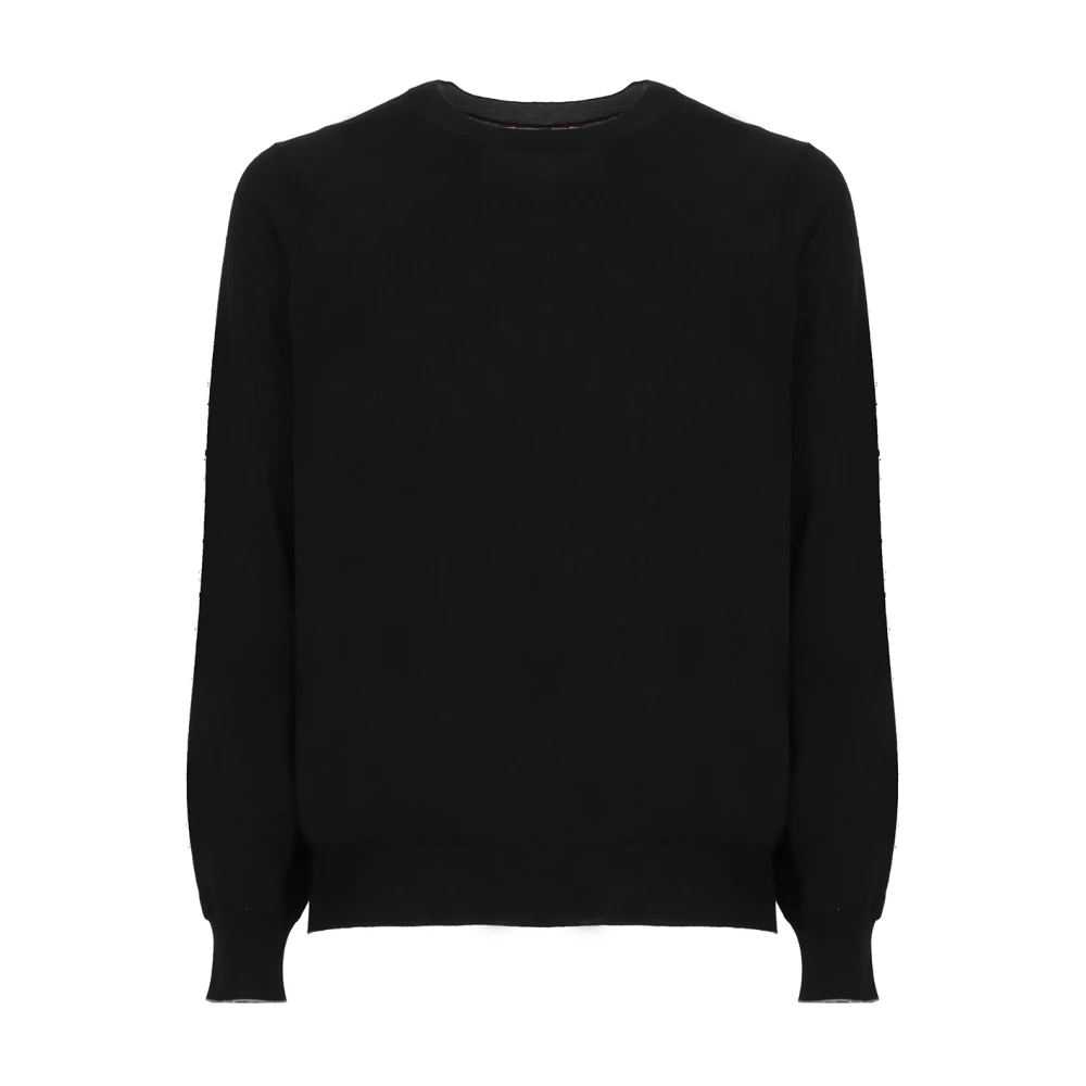 BRUNELLO CUCINELLI Zwarte Wol Kasjmier Crewneck Sweater Black Heren