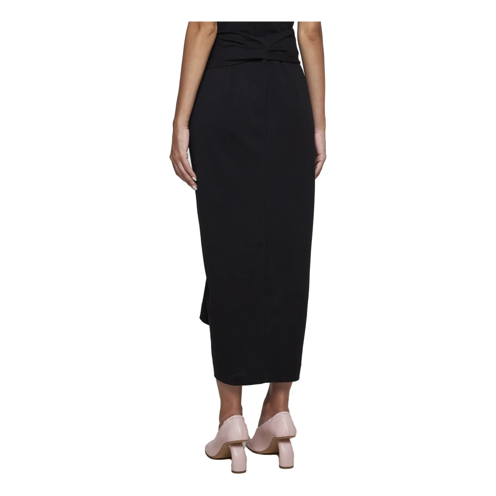 Dries Van Noten Zwarte Sarong-Stijl Gedrapeerde Rok Black Dames