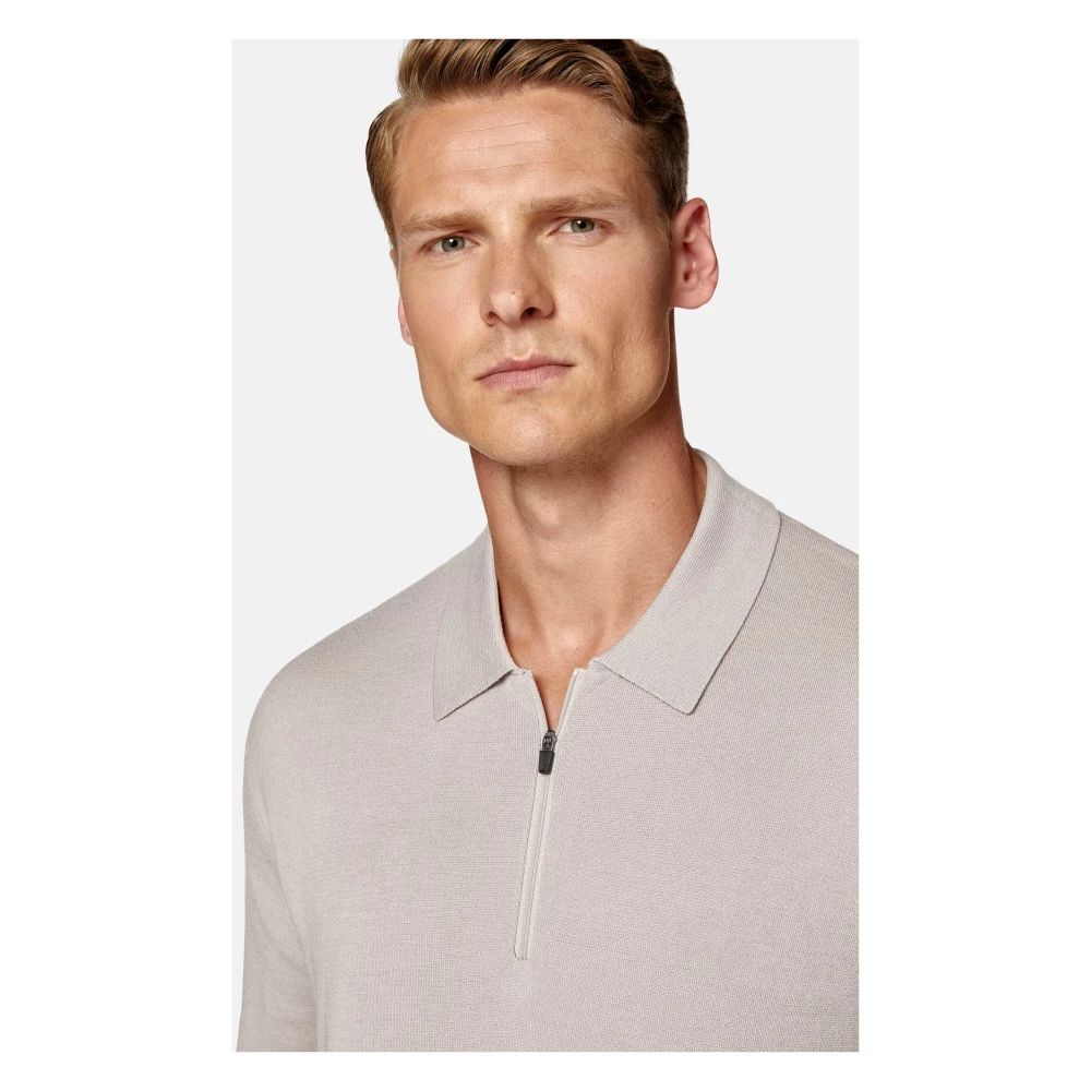 Boggi Milano Gebreide Tech Polo Shirt Beige Heren