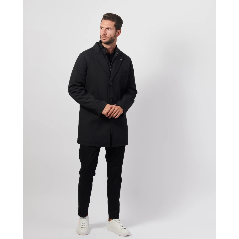 YES ZEE Zwarte elegante herenjas met gewatteerd vest Black Heren