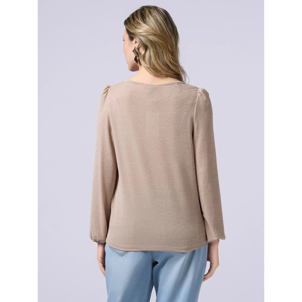 Oltre Lurex T-shirt met lange mouwen Yellow Dames