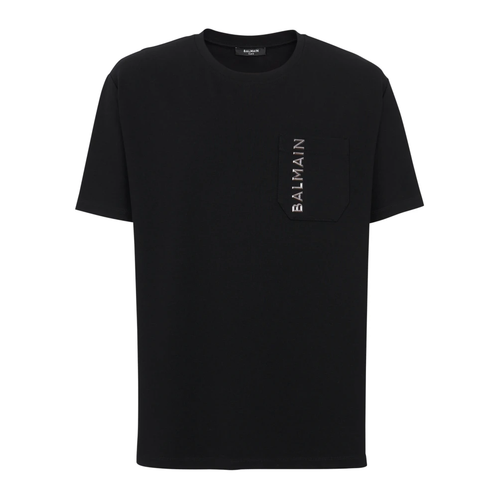 Balmain Zwart Crew Neck T-shirt Korte Mouwen Black Heren