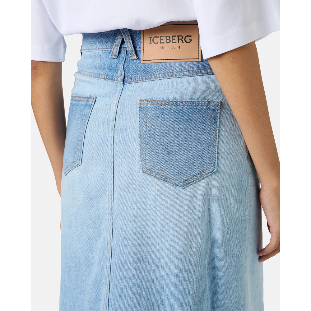 Iceberg Indigo denim rok met norHeren taille en losse pasvorm Blue Dames