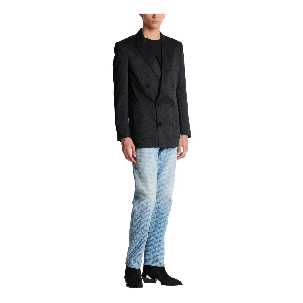 Balmain Python Jacquard Blazer Blue Heren