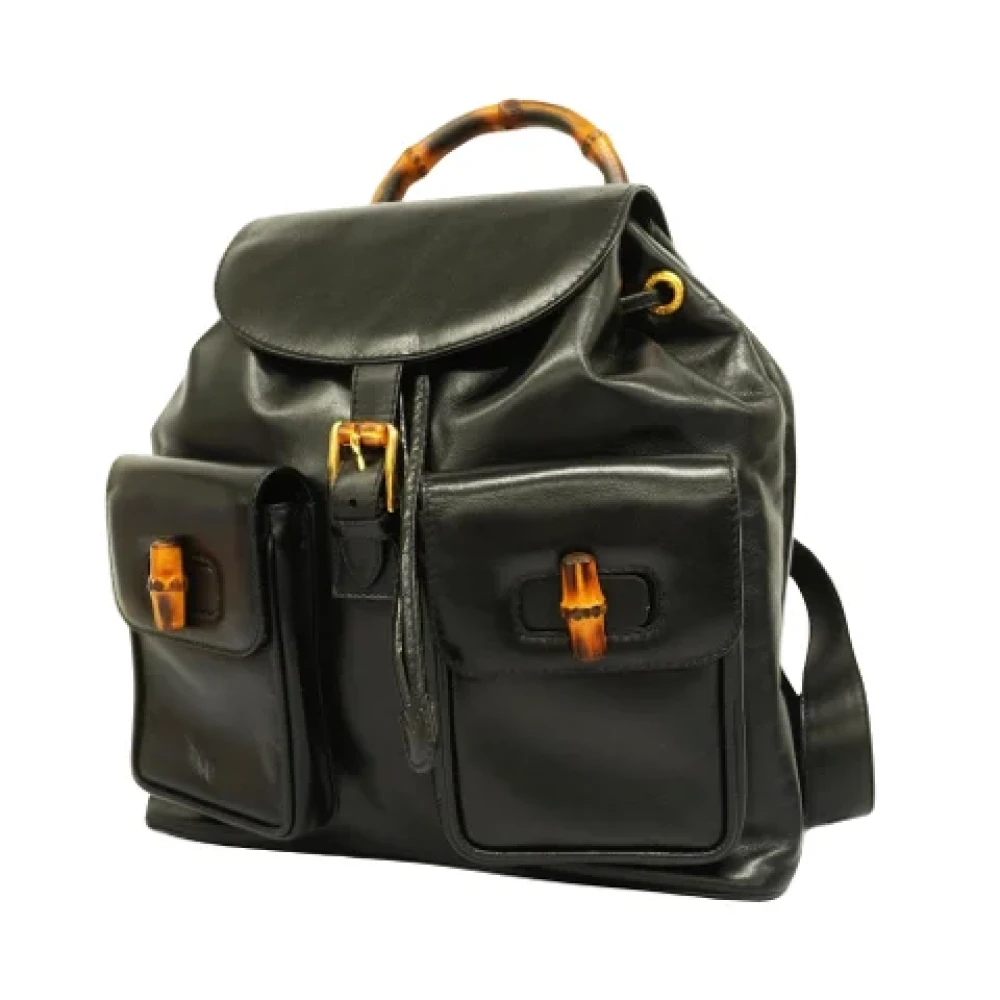 Gucci Vintage Pre-owned Leather backpacks Black Dames