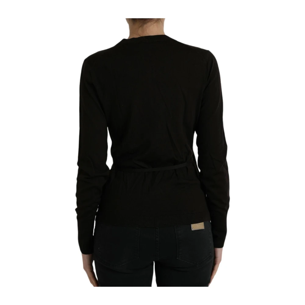 Dolce & Gabbana Zwarte V-hals Gekruiste Cardigan Sweater Black Dames