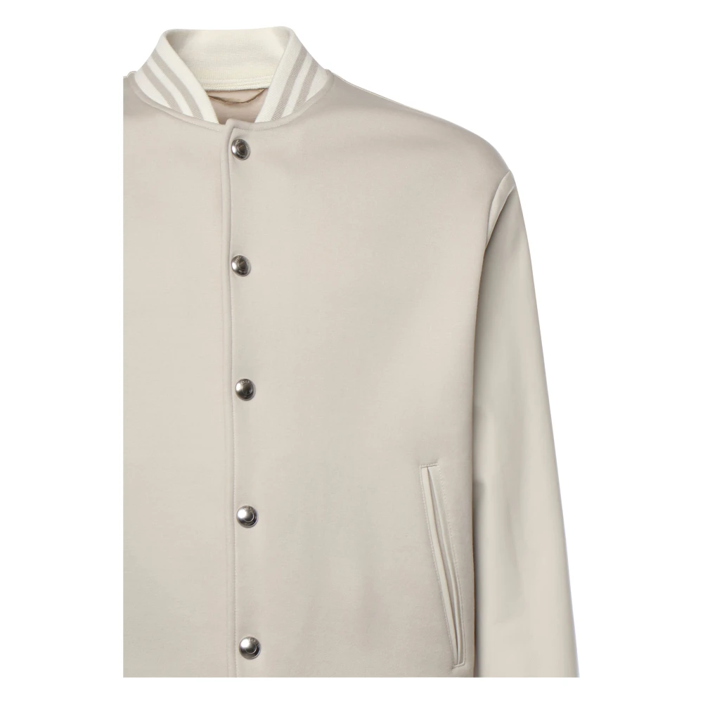 Eleventy Jas met drukknoopsluiting en streepdetails Beige Heren
