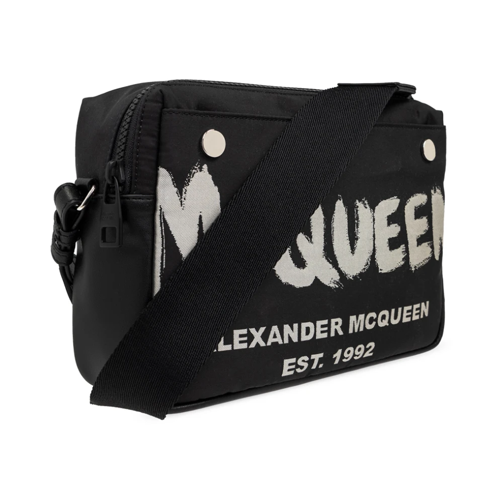 alexander mcqueen Zwarte Graffiti Schoudertas Black Heren