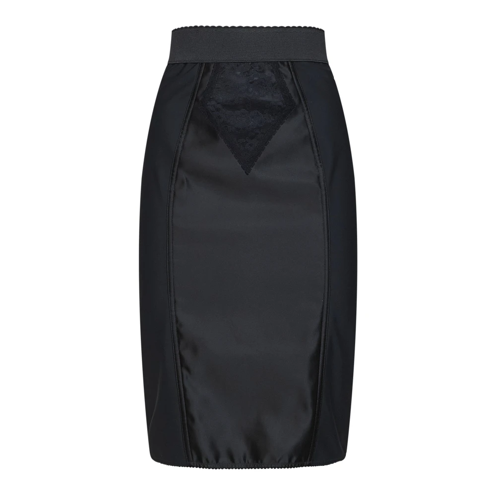 Dolce & Gabbana Black Midi Skirts, Female, L, Lace And Satin Skirt
