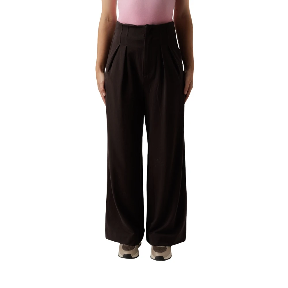My Essential Wardrobe Hoge Taille Wijde Pijp Broek Delicioso Brown Dames