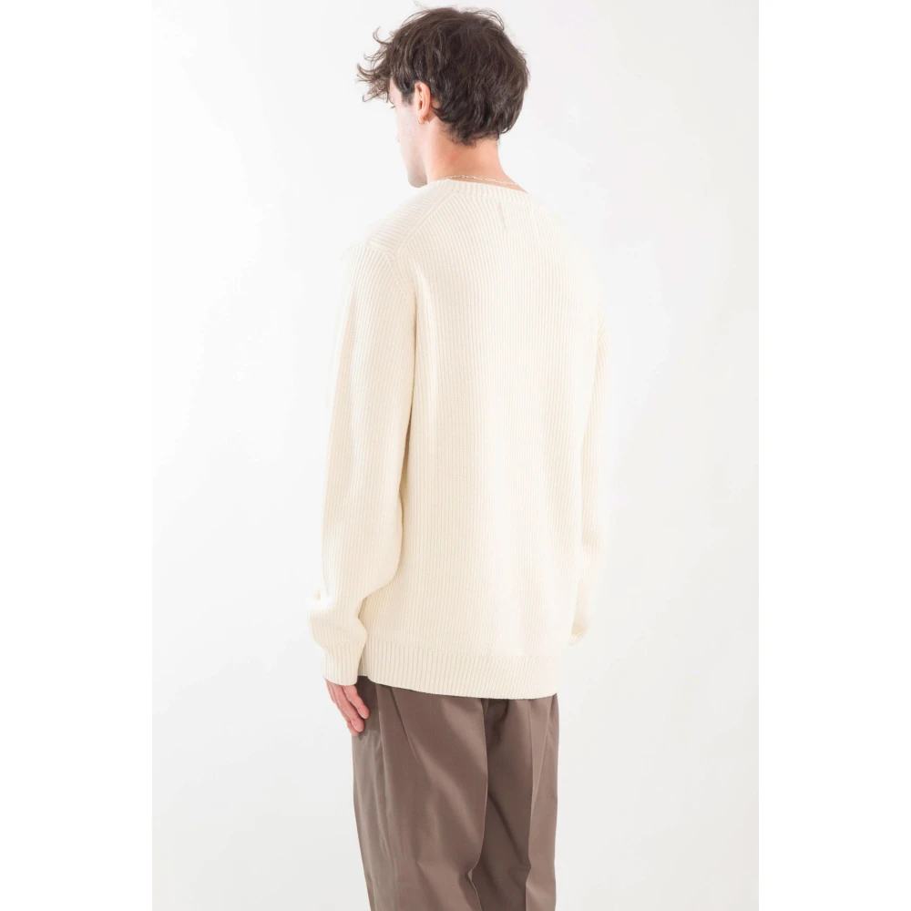 Seven Gauge Geribbelde Merinos Crewneck Sweater White Heren
