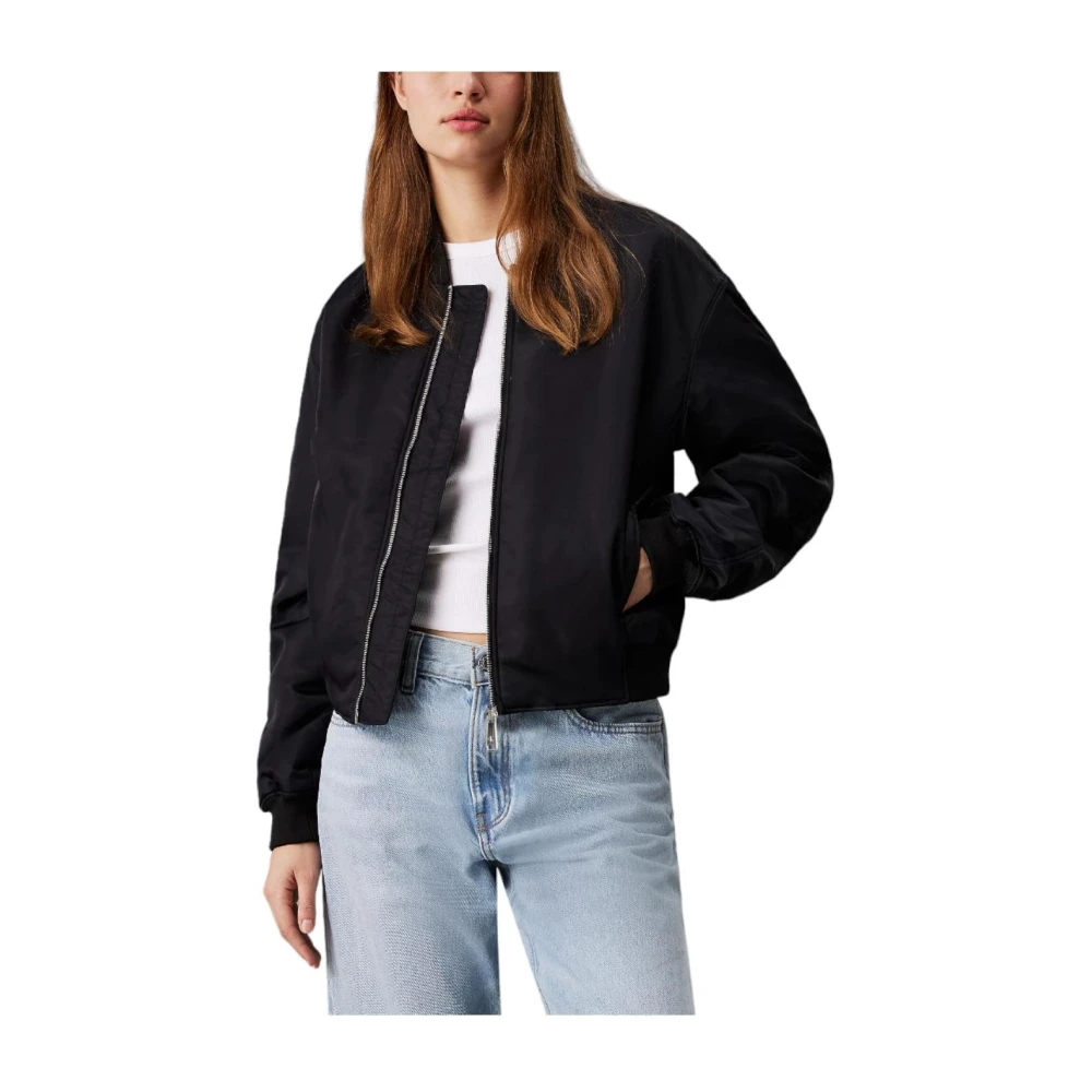 Calvin Klein Black Light Jackets, Female, S, Padded Bomber Jacket