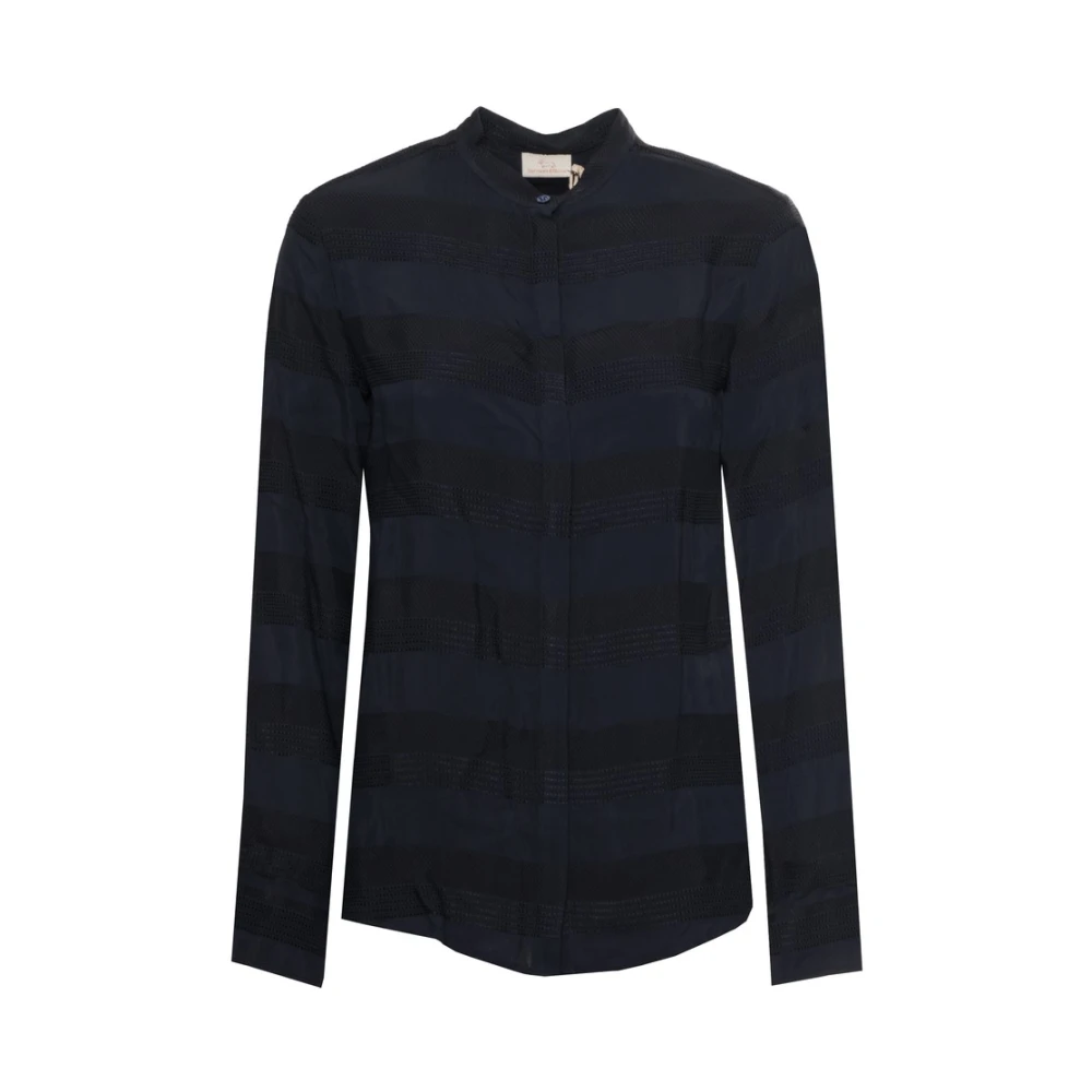 Harmont & Blaine Blauwe Mandarin Kraag Lange Mouw Blue Dames