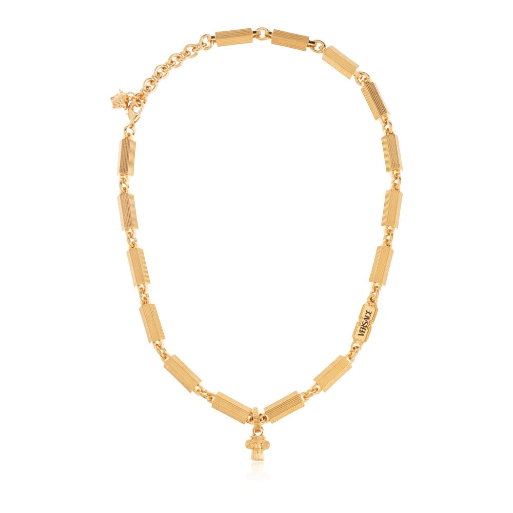Versace Mannelijk Geel Ketting Met Gegraveerd Logo