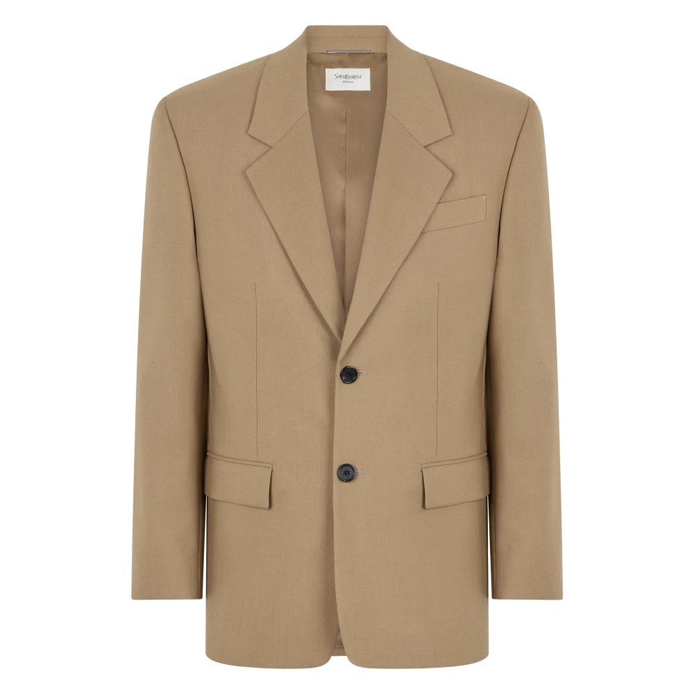 Saint Laurent Hombre Beige - Chaqueta De Un Botón En Lana Y Mohair - Jackets - L