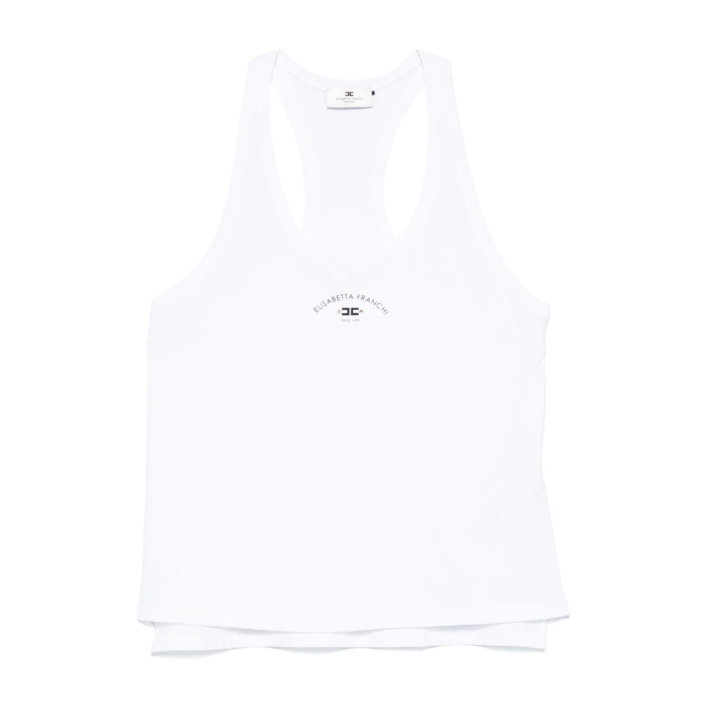 Elisabetta Franchi Witte Katoenen Jersey Racerback Top White Dames