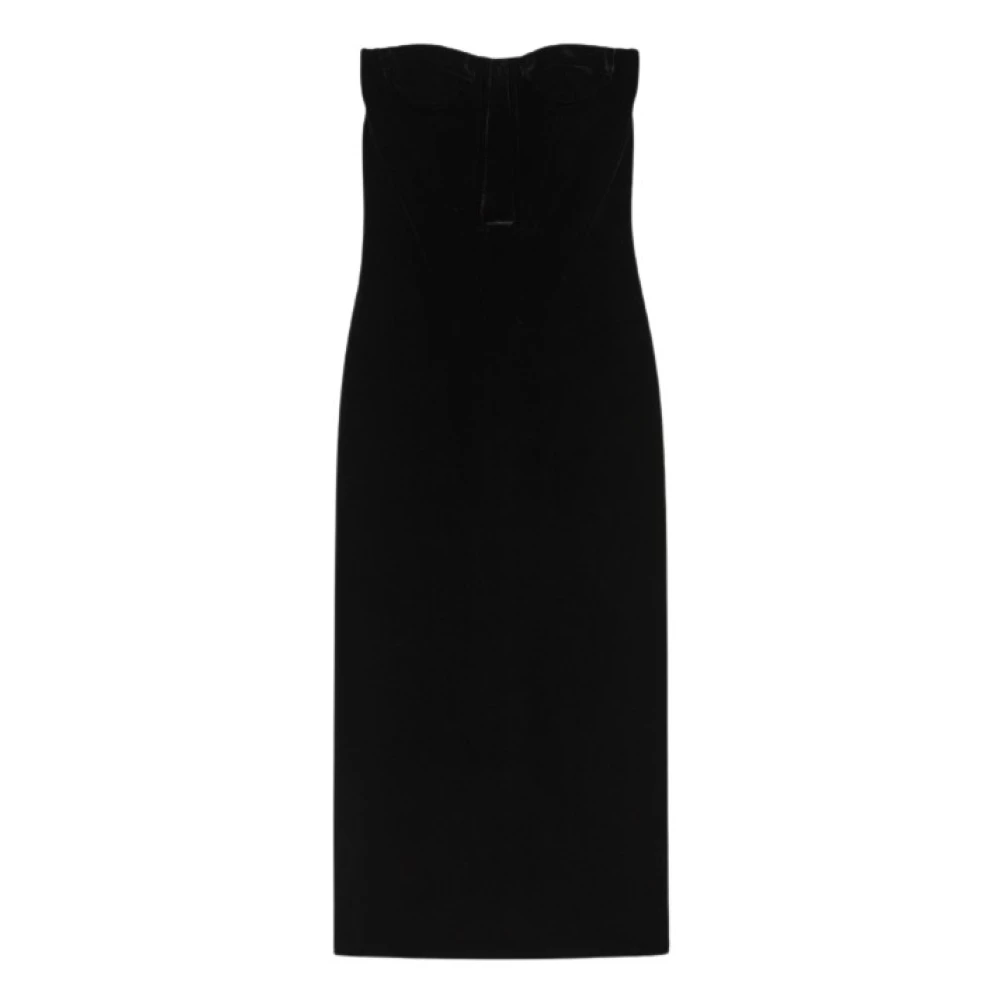 SPORTMAX Zwart Fluweel Strapless Jurk met Onderdraad Bh Black Dames