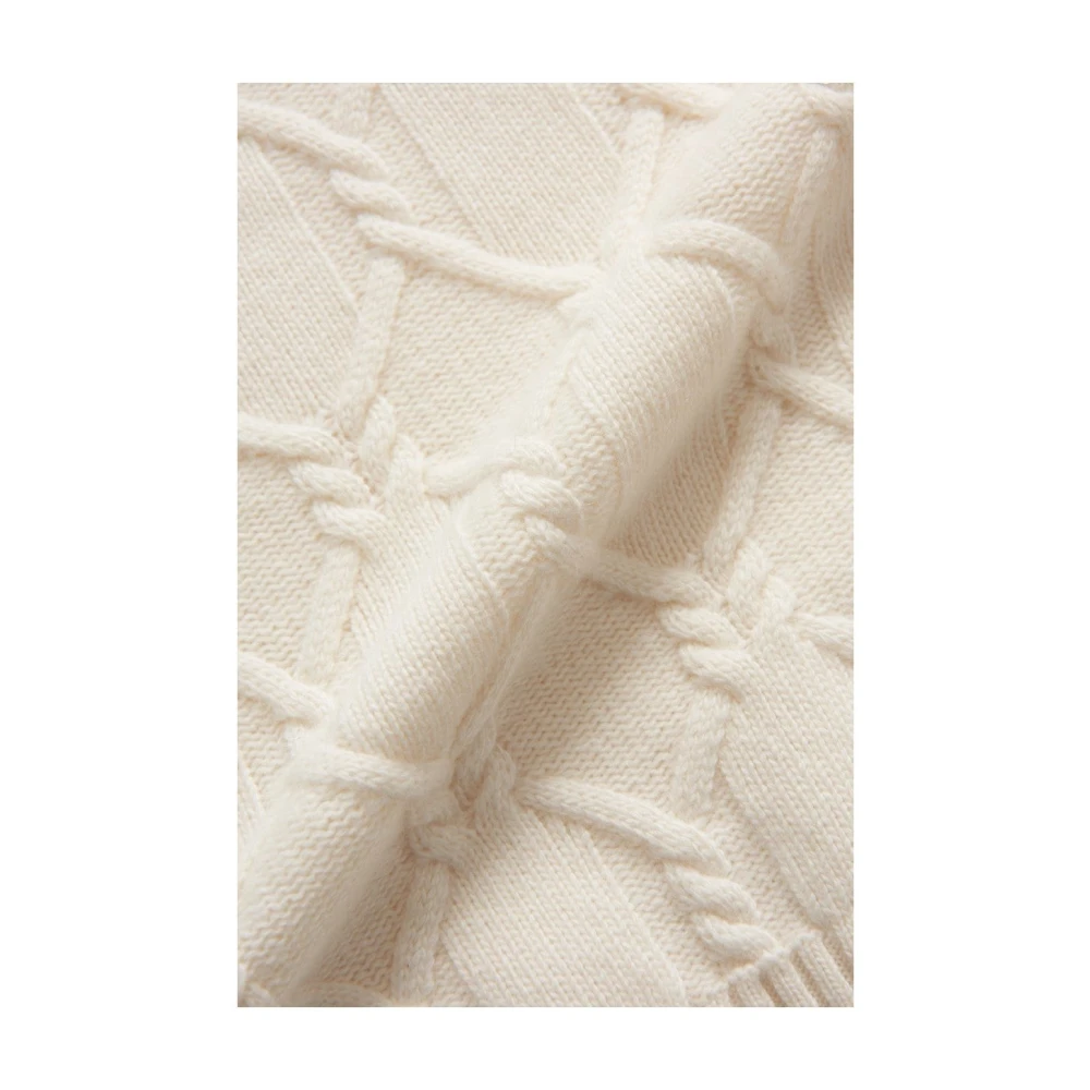 Oscar Jacobson Beige Rollneck Trui Structuur White Heren