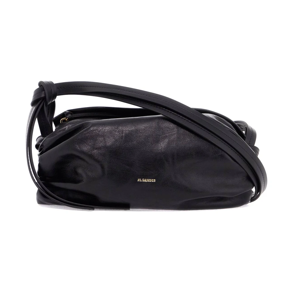 Jil Sander Gerimpelde leren crossbody tas met logo Black Dames