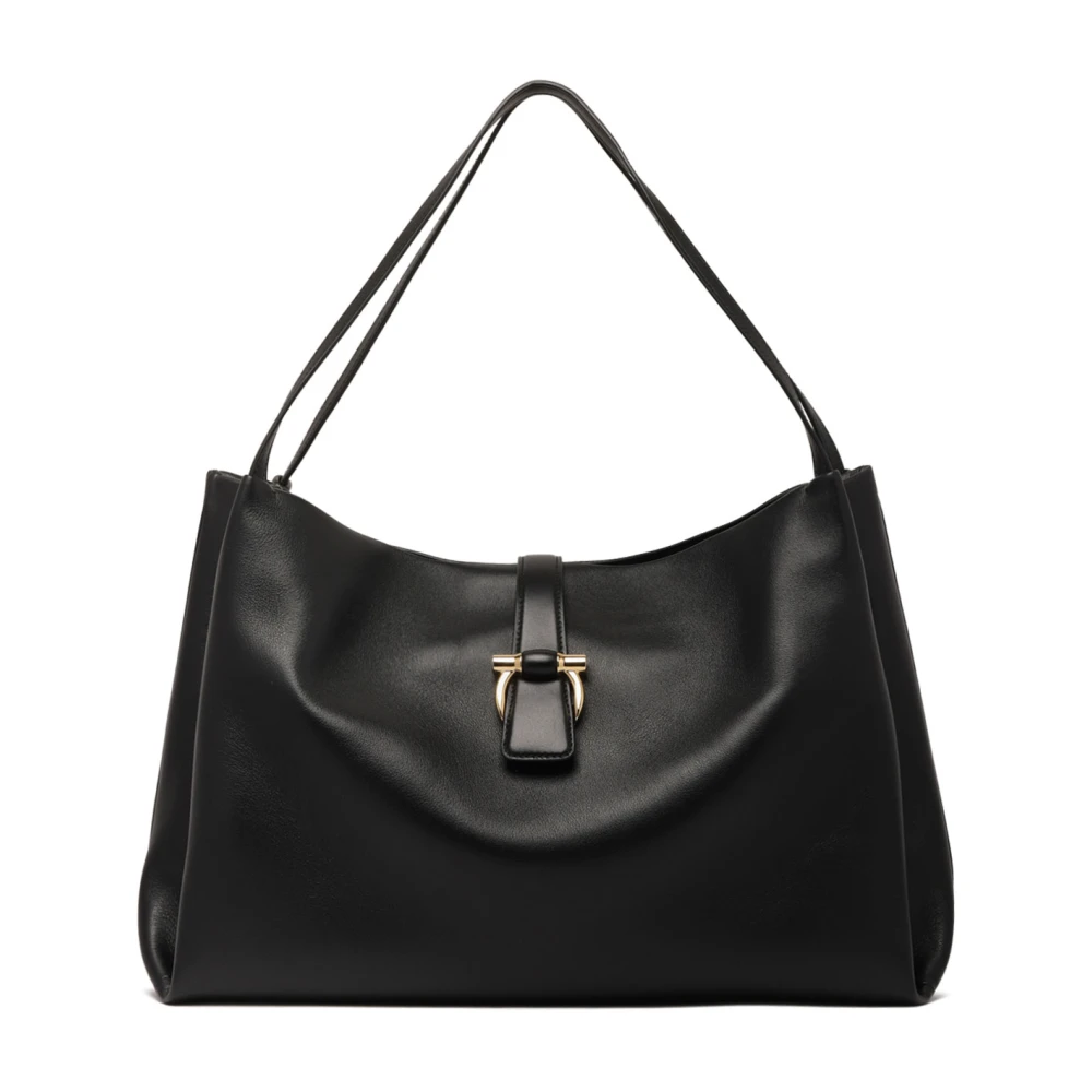 Ferragamo Women's Black Shopping Bags, One Size, Medium Gancini Tote Bag