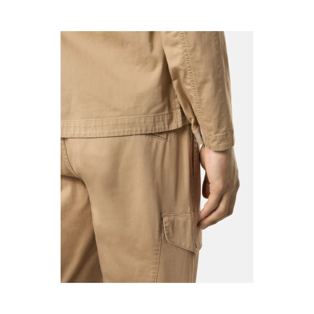 Stone Island Stretch Cotton Satin Overshirt Beige Heren