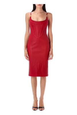 robe-corset-en-cuir-rouge-aw25