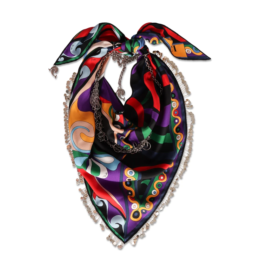 Emilio Pucci Sidenscarf med Marmo och Orchidee Print Multicolor, Dam