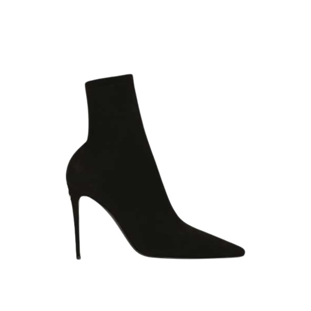 Dolce & Gabbana Women's Black Heeled Boots, 3 1/2 Uk, Jersey Ankle Boots With Stiletto