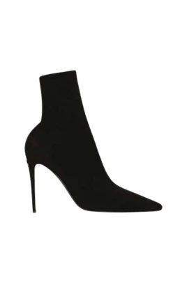 Svarta Jersey Ankelboots med Stiletto