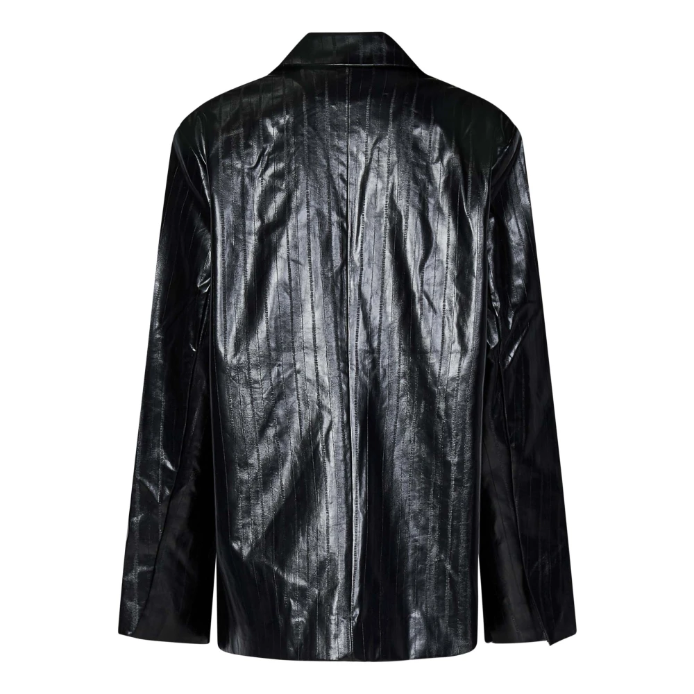 Rotate Birger Christensen Zwarte Oversized Blazer met Palinghuidprint Black Dames