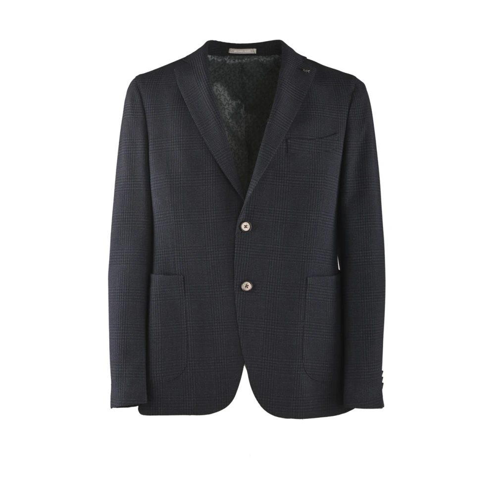 Michael Kors Gestructureerde Glen Polyester Jas Blue Heren