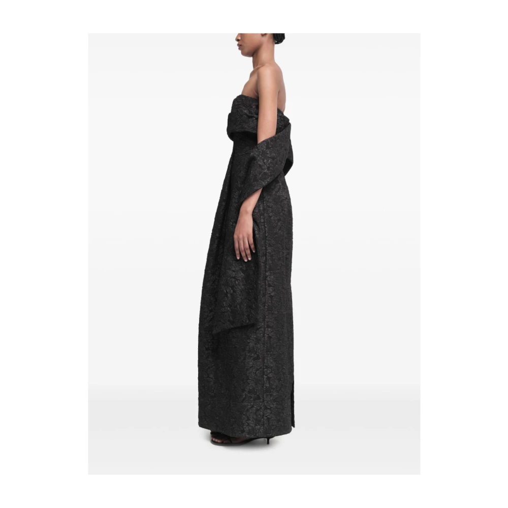 Simkhai Zwarte Gedrapeerde Vloerlengte Jurk Black Dames