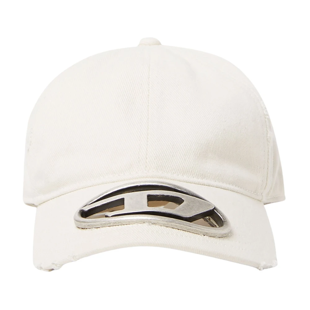 Diesel Baseball cap with metal Oval D plaque White Heren