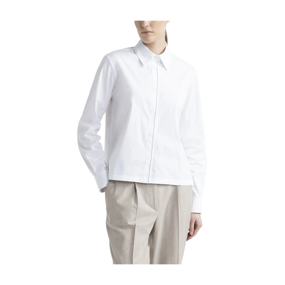 PESERICO Katoenen shirt met Punto Luce afwerking White Dames