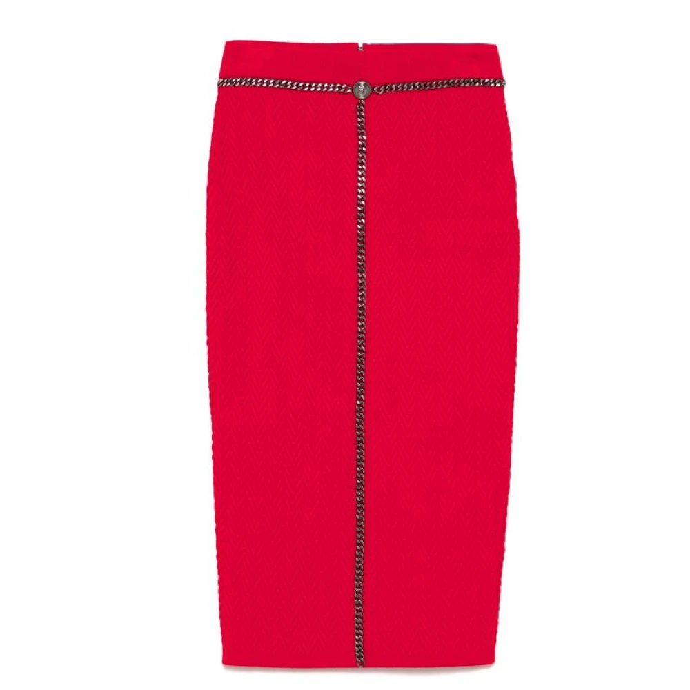 Elisabetta Franchi Karmozijn Herringbone Gebreide Rok Red Dames