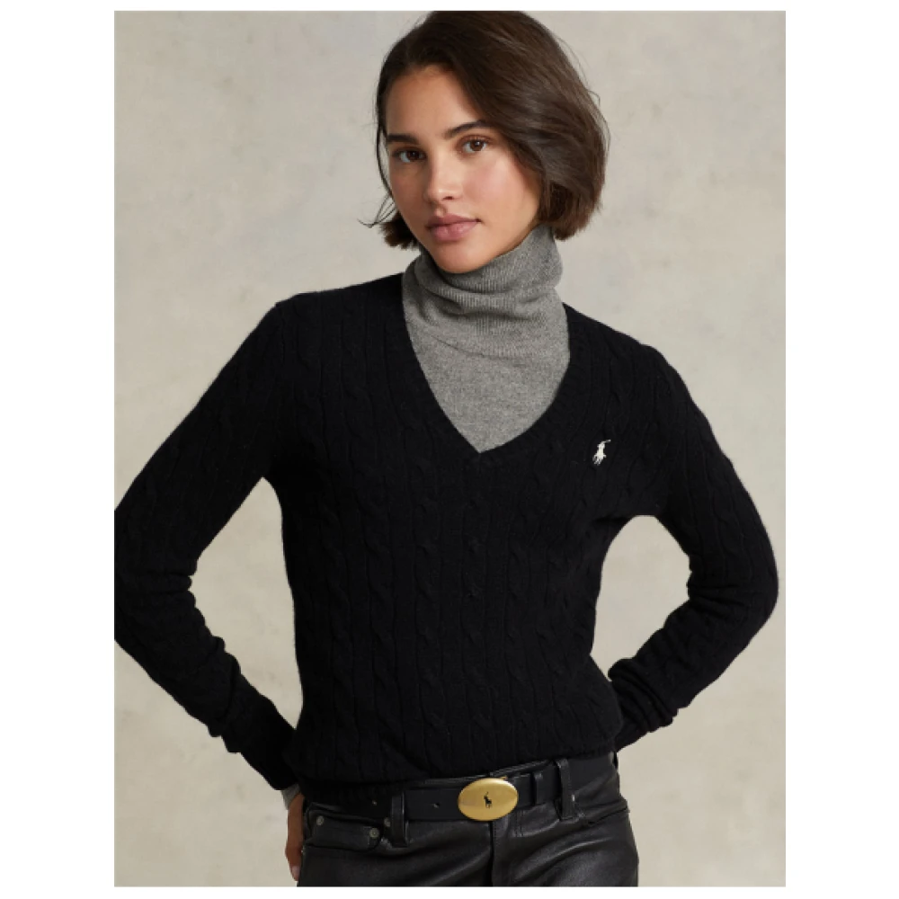 Polo Ralph Lauren Gebreide Kimberly Kasjmier Wollen Trui Black Dames