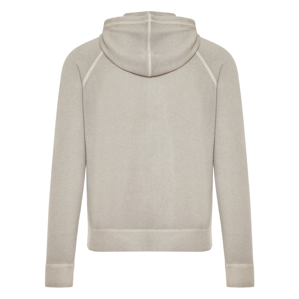 Gran Sasso Luxe Wol Kasjmier Hoodie Volledige Rits Beige Heren