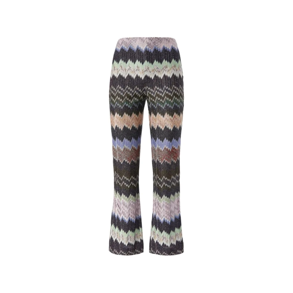 Missoni Women's Multicolor Wide Trousers, M, Zigzag Knit Flared Trousers