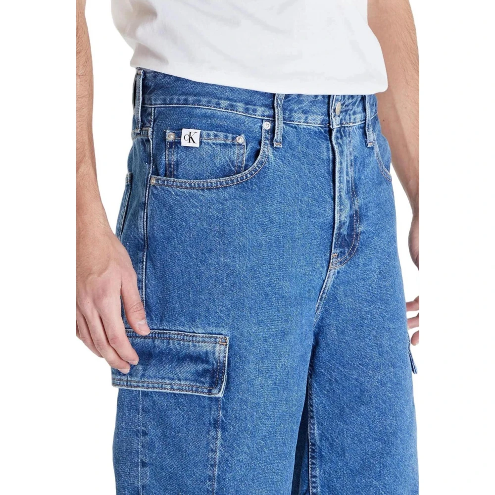 Calvin Klein Jeans Blauwe Katoenen Jeans met Rits Blue Heren